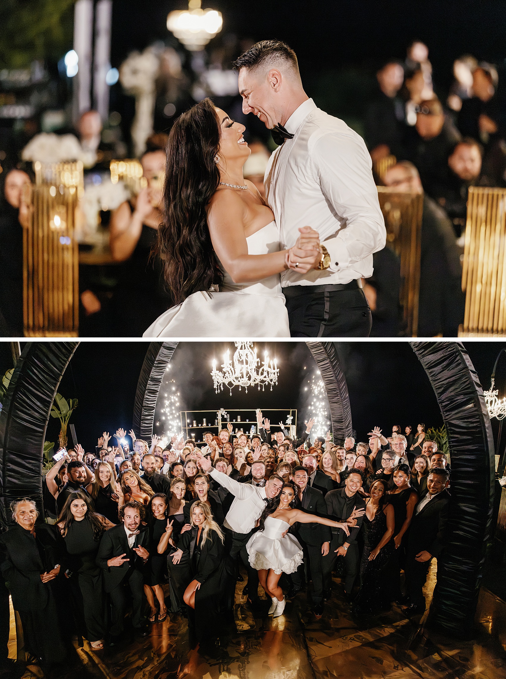 NEwlyweds dance and celebrate with their wedding guests